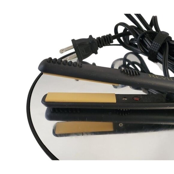 Revlon Hair Straightener With Ceramic Plates & Lock Switch Black & Gold Compact - Picture 3 of 5